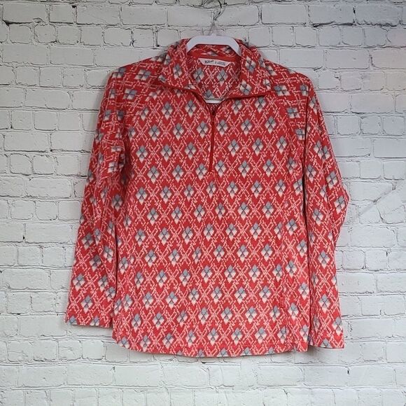 Woolrich Half-Zip Colwin Coral Printed Fleece Pullover Ladies Large Sweatshirt - Picture 5 of 8